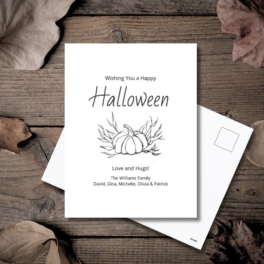 Cartes Pour Fêtes Annuelles Rustique Automne Citrouille Typographie simple Hal