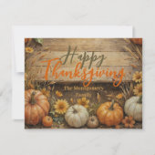 Cartes Pour Fêtes Annuelles Rustique Automne Élégante Fleurs Citrouilles Thank (Devant)