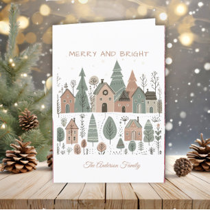 Cartes Pour Fêtes Annuelles Rustique Boho Neutre Terre Tone Minimaliste Villag