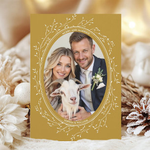 Cartes Pour Fêtes Annuelles Rustique Boho Photo de mariage Merry and Married O