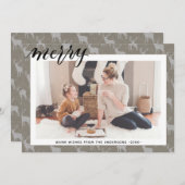 Cartes Pour Fêtes Annuelles Rustique Brown Burlap Élégant script MERRY (Devant / Derrière)
