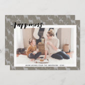 Cartes Pour Fêtes Annuelles Rustique Brown Grey Burlap Simple Script HAPPINCE (Devant / Derrière)