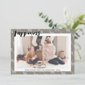 Cartes Pour Fêtes Annuelles Rustique Brown Grey Burlap Simple Script HAPPINCE (Debout devant)
