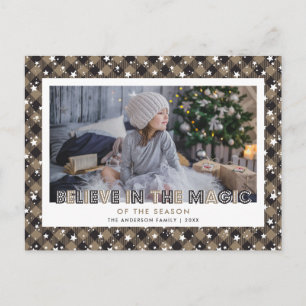 Cartes Pour Fêtes Annuelles Rustique Buffalo Plaid Neige Stars Croire Photo