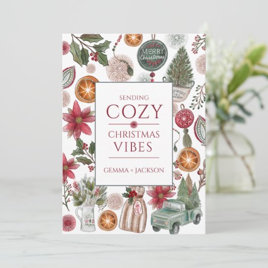 Cartes Pour Fêtes Annuelles Rustique cosy (Debout devant)