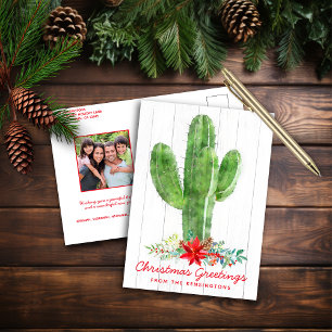 Cartes Pour Fêtes Annuelles Rustique Désert Cactus Noël Photo de Noël