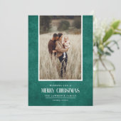 Cartes Pour Fêtes Annuelles Rustique Émeraude Vert hiver Noël Photo simple (Debout devant)