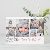 Cartes Pour Fêtes Annuelles Rustique Floral Joyeux Collage multi-photo brillan (Debout devant)