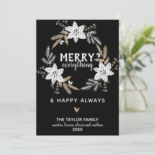 Cartes Pour Fêtes Annuelles Rustique Floral Joyeux Tout Noël (Debout devant)