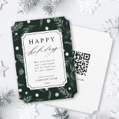 Cartes Pour Fêtes Annuelles Rustique hiver verdure QR Code Entreprise