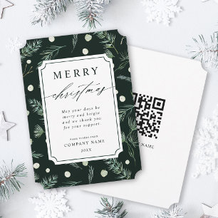 Cartes Pour Fêtes Annuelles Rustique hiver verdure QR Code Entreprise Noël
