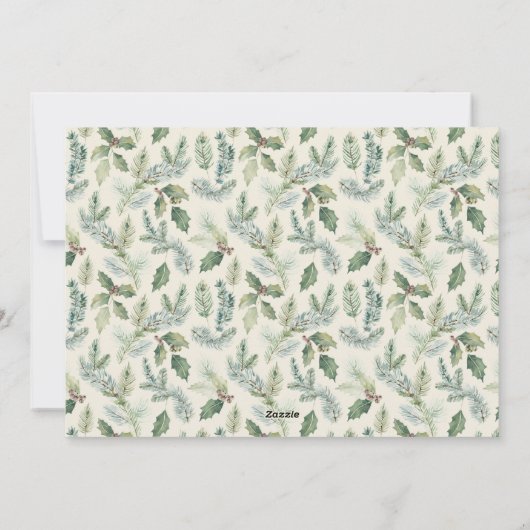 Cartes Pour Fêtes Annuelles Rustique Joyeux Noël Botanique Photo (Dos)