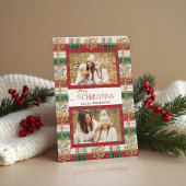 Cartes Pour Fêtes Annuelles Rustique Joyeux Noël Botanique Plaid 2 Photo