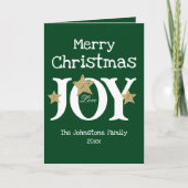 Cartes Pour Fêtes Annuelles Rustique Noël Joy Chic Script Élégant Vert (Devant)