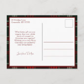 Cartes Pour Fêtes Annuelles Rustique Noël Plaid avec Poinsettia & Pine Photo (Dos)