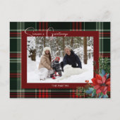 Cartes Pour Fêtes Annuelles Rustique Noël Plaid avec Poinsettia & Pine Photo (Devant)