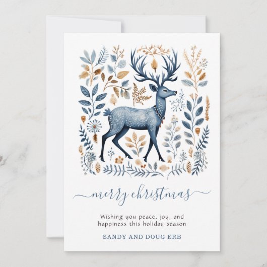 Cartes Pour Fêtes Annuelles Rustique Nordic Reindeer Noël Verdure (Devant)