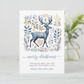 Cartes Pour Fêtes Annuelles Rustique Nordic Reindeer Noël Verdure (Debout devant)