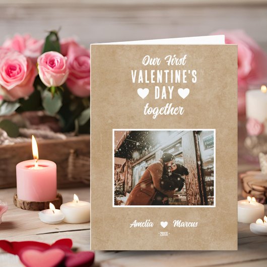 Cartes Pour Fêtes Annuelles Rustique Notre première Saint Valentin Ensemble Ph