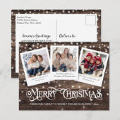 Cartes Pour Fêtes Annuelles Rustique Pays Bois Joyeux Noël 3 Photo (Devant / Derrière)