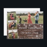 Cartes Pour Fêtes Annuelles Rustique Pays Chaîne en Bois Lumières Mason Jarres<br><div class="desc">Célébrez Noël avec ces cartes postales de collage de 4 photos de grange rustique. La typographie à la main et les lampes à cordes avec des jarres de maçon font de cette ambiance chaleureuse et campagnarde parfaite pour ce salut de vacances et sont un choix idéal pour la famille et...</div>