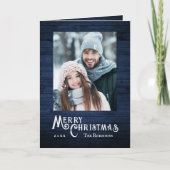 Cartes Pour Fêtes Annuelles Rustique Pays Style Photo Bleu Bois Planche Imprim (Devant)