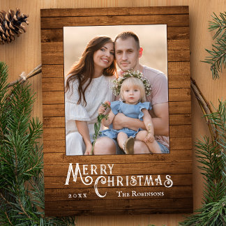 Cartes Pour Fêtes Annuelles Rustique Pays Style Photo Bois Plank Imprimer
