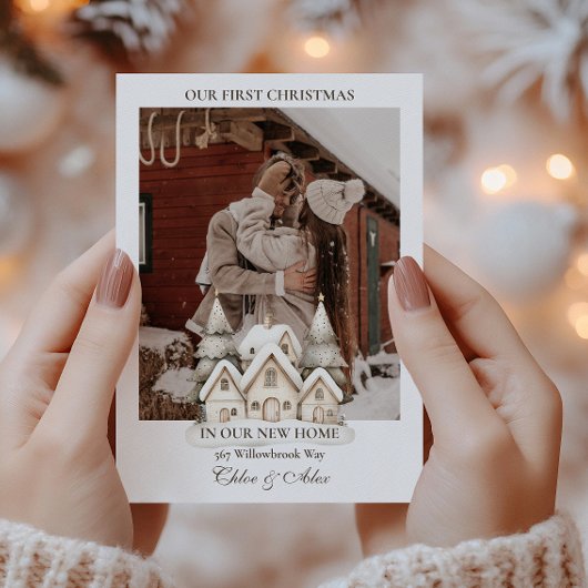 Cartes Pour Fêtes Annuelles Rustique Premier Noël Nouveau Accueil Collage