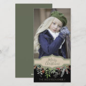 Cartes Pour Fêtes Annuelles Rustique Propre Rustique Vert Noël Fête Photo (Devant / Derrière)