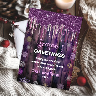 Cartes Pour Fêtes Annuelles Rustique Purple Pays Noël parties scintillant