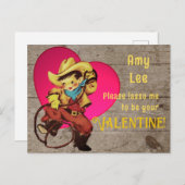 Cartes Pour Fêtes Annuelles Rustique Retro Cowboy Valentine (Devant / Derrière)