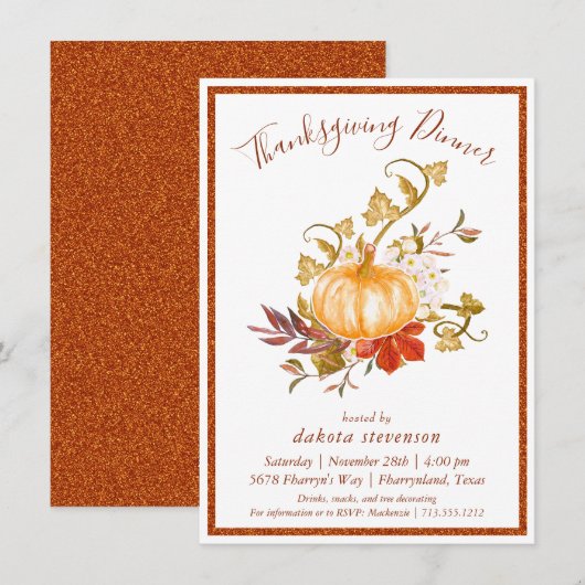 Cartes Pour Fêtes Annuelles Rustique Thanksgiving Autumn Citrouille Patch Gour (Devant / Derrière)