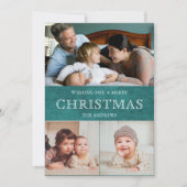 Cartes Pour Fêtes Annuelles Rustique Turquoise hiver photo Collage (Devant)