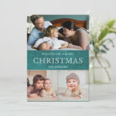 Cartes Pour Fêtes Annuelles Rustique Turquoise hiver photo Collage (Debout devant)