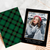 Cartes Pour Fêtes Annuelles Rustique Vert Plaid avec Faux Gold Photo Noël