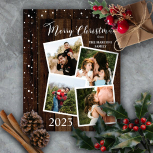 Cartes Pour Fêtes Annuelles Rustique Woodsy Faux Bois Joyeux Noël 4 Photo