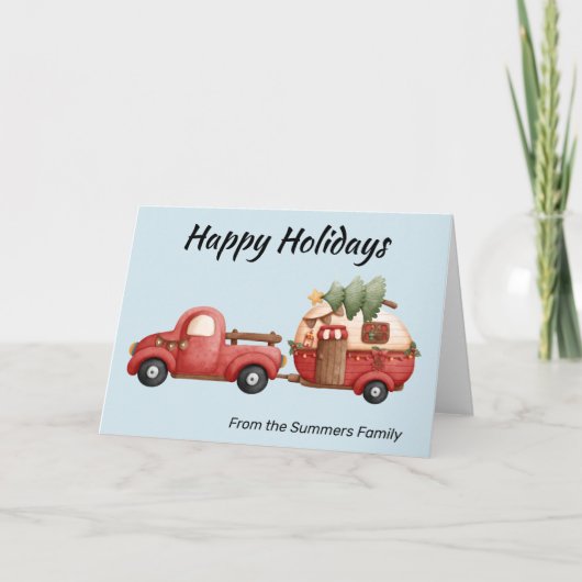 Cartes Pour Fêtes Annuelles RV Camping Noël (Devant)