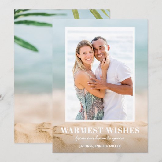 Cartes Pour Fêtes Annuelles Sable et plage de mer Photo Noël (Devant / Derrière)