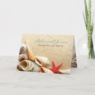 Cartes Pour Fêtes Annuelles sable océanique élégant coquillages mariage sur la