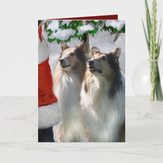 Cartes Pour Fêtes Annuelles Sable Rough Collie Cadeaux de Noël (Devant)