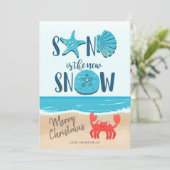 Cartes Pour Fêtes Annuelles Sable Snow Seashell Beach Crabe côtier Noël (Debout devant)