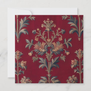 Cartes Pour Fêtes Annuelles Sac broderie medievale fleurie en rouge bordeaux