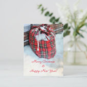 Cartes Pour Fêtes Annuelles Sac du Père Noël dans la neige (Debout devant)