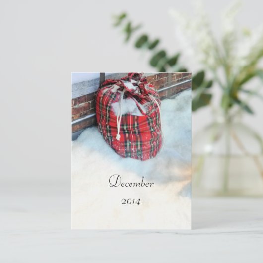 Cartes Pour Fêtes Annuelles Sac du Père Noël dans la neige (Debout devant)