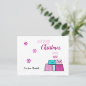 Cartes Pour Fêtes Annuelles Sacs de shopping rose pour les fêtes (Debout devant)