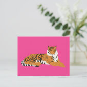 Cartes Pour Fêtes Annuelles Safari Jungle rose Orange animal tigre (Debout devant)