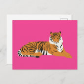 Cartes Pour Fêtes Annuelles Safari Jungle rose Orange animal tigre (Devant / Derrière)
