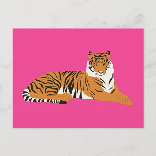 Cartes Pour Fêtes Annuelles Safari Jungle rose Orange animal tigre (Devant)