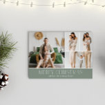 Cartes Pour Fêtes Annuelles SAGE Christmas Elegant 4 Collage Message photo<br><div class="desc">Partagez les moments forts de votre famille avec cette carte de Noël en revue qui présente un design simple, minimal et propre. L'avant comprend un collage moderne de quatre photos jumelé à l'accueil festif "Joyeux Noël" dans une élégante police serif sur une couleur douce sauge verte, avec espace pour personnaliser...</div>
