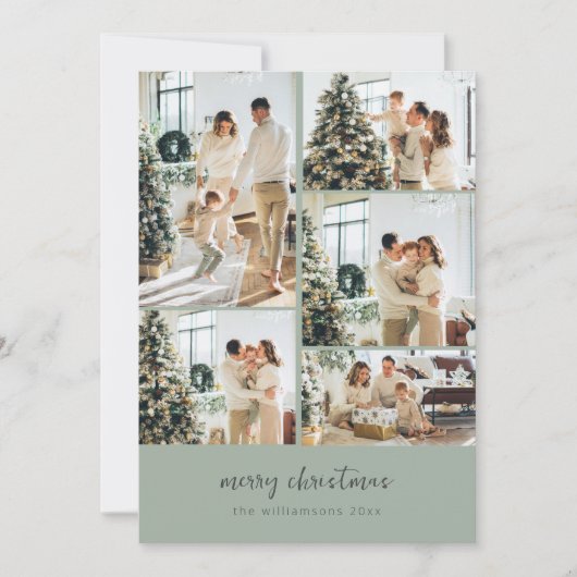 Cartes Pour Fêtes Annuelles Sage de collage photo minimal Joyeux Noël Script (Devant)